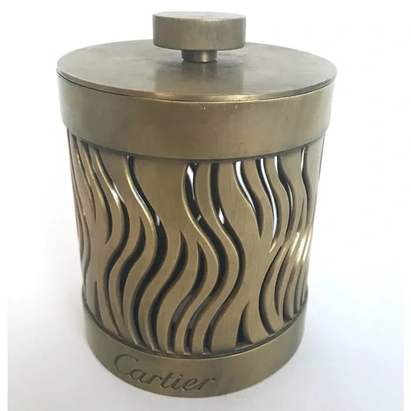 Vintage Mid Century Cartier Brass Candle Holder With Lid - Picture 7 of 8